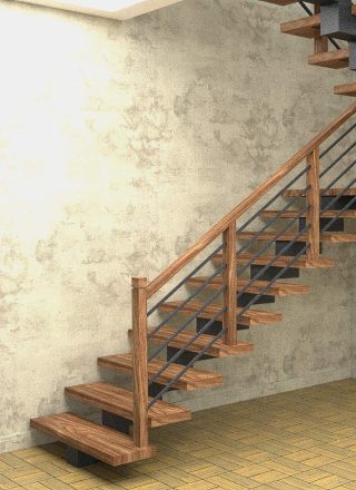 рендер лестница на центральном косоуре рендер лестница на центральном косоуре